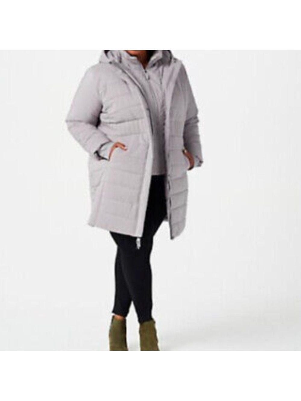 Zuda gray long puffer coat size XS